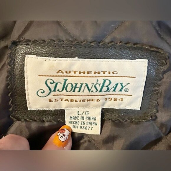 Vintage St Johns Bay Mens Brown Genuine Leather Flight Aviator Bomber Jacket~L~ - Picture 6 of 7